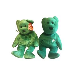 Ty Beanie Babies DUBLIN And Erin‎ Green Bear 8" Irish Bundle